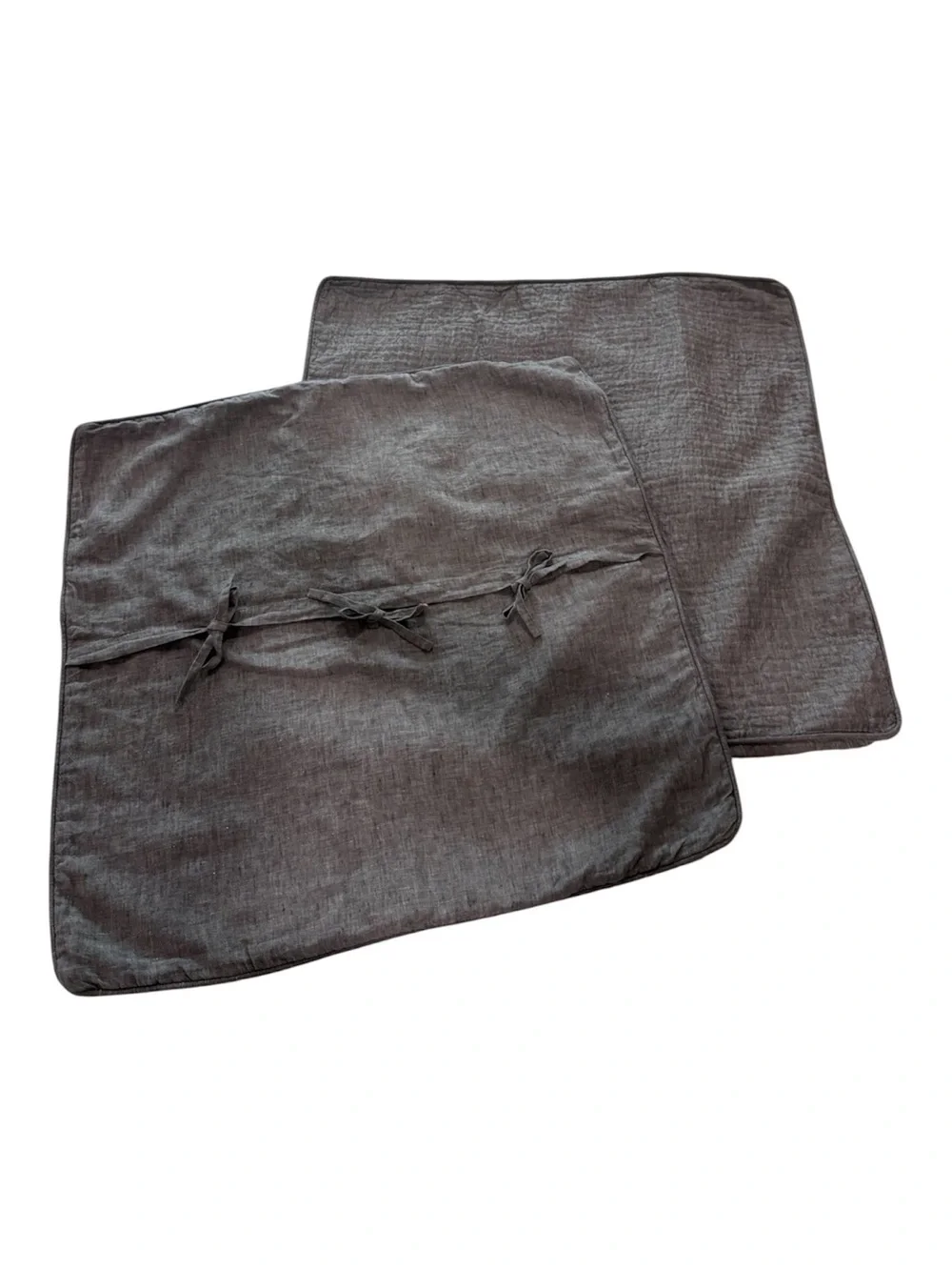2 Restoration Hardware Gray Vintage Washed Linen Channel Quilted Euro Shams